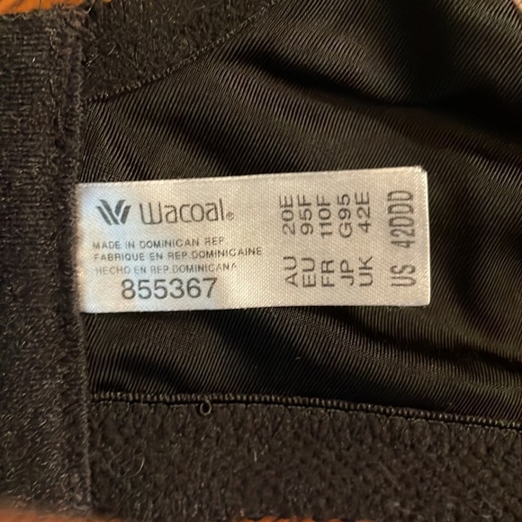 Wacoal 855367 42DDD 42F Jacquard Underwire Bra Black - Picture 3 of 6